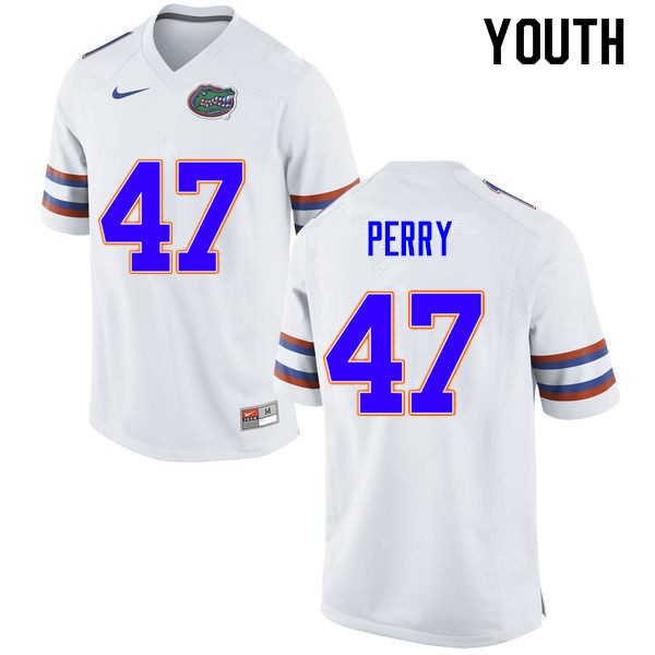 Youth NCAA Florida Gators Austin Perry #47 Stitched Authentic Nike White College Football Jersey FYZ5065QR